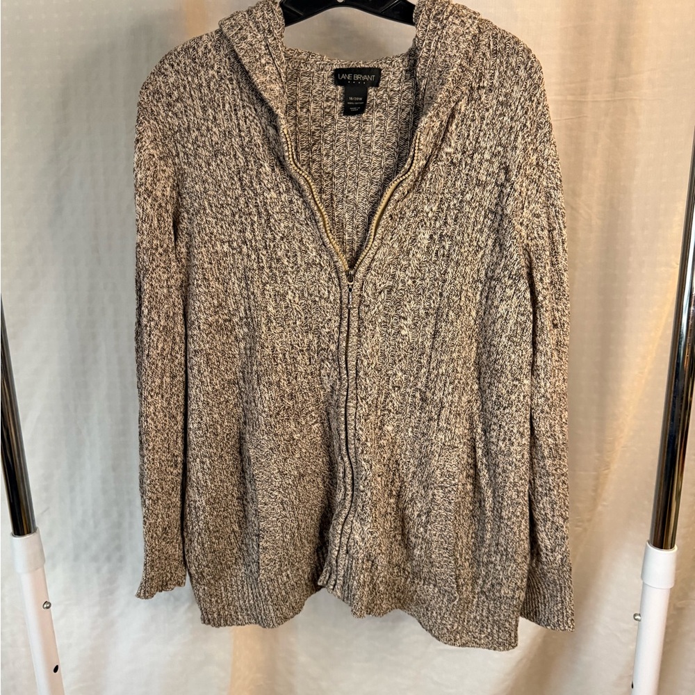 Lane Bryant Heathered Zip-Up Cardigan